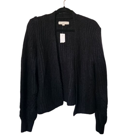 LOFT Womens Open Front Black Cardigan Size Medium - Picture 1 of 6